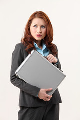 woman holding a brief case