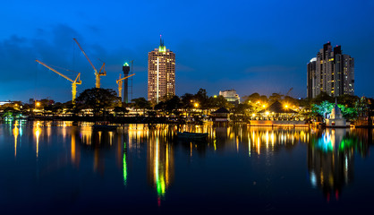 Fototapeta na wymiar Beautiful Colombo skyline at night, Sri Lanka