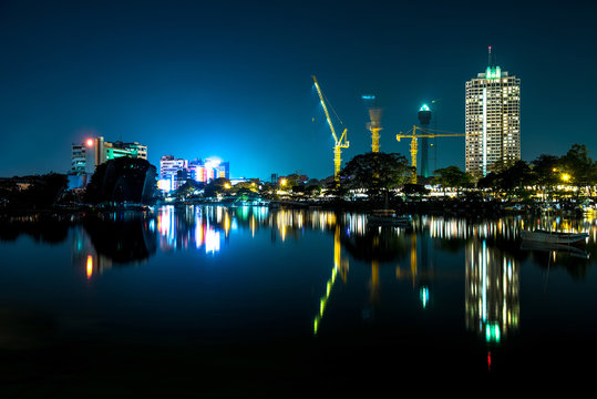 Colombo city skyline at night