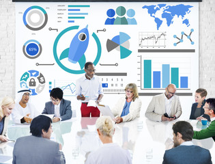 New Business Chart Innovation Teamwork Global Business Concept