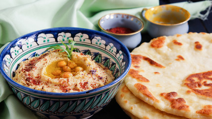 hummus and wheat flatbread