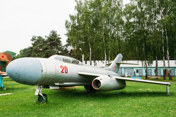 Fototapeta na wymiar Su-7 Russian Soviet fighter-bomber developed in 1950s, Sukhoi de
