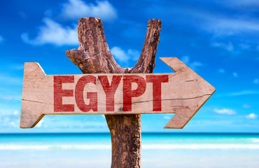Egypt wooden sign with ocean background
