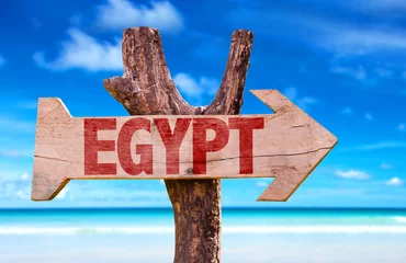  Egypt wooden sign with ocean background © gustavofrazao