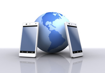 スマートフォンと地球（アメリカ）