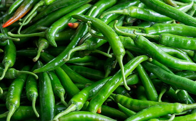 Fresh Chilli in Top view shot. Chilli is hot  spicy for curry an