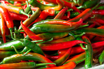 Fresh Chilli in Top view shot. Chilli is hot  spicy for curry an