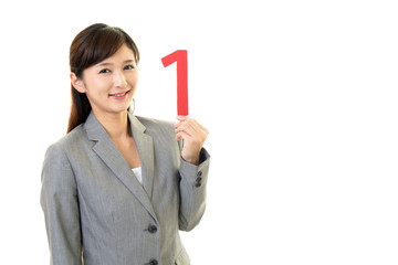 数字を持つ女性