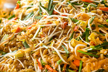 Yellow noodle fried with vegetables and tofu. Chinese food for V