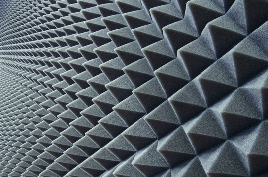 Close up of sound proof coverage in music studio