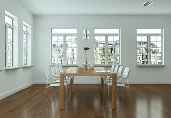 helles Esszimmer im Loft