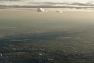 City landscape from the airplane
