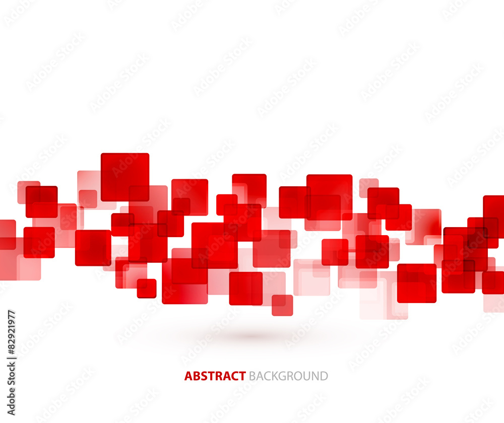 Poster Red  shiny squares technical background. Vector 