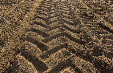 Tire footprint on the ground