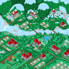 3D Village, Very Detailed - Vector Illustration, Graphic Design, Editable For Your Design