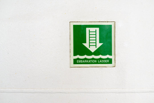 information plate of embarkation ladder