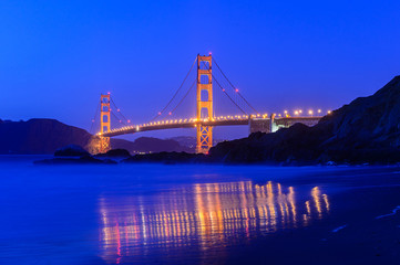 Golden gate at night in San Francisco