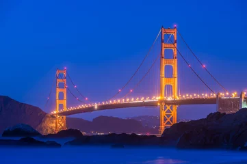 Printed roller blinds Baker Beach, San Francisco Golden gate at night in San Francisco