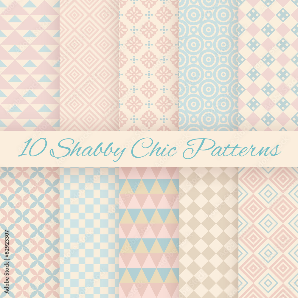 Wall mural pastel retro different vector seamless patterns