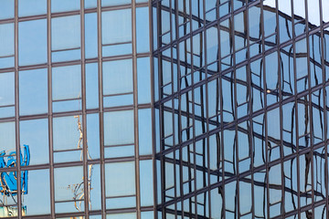 glass facade with reflections