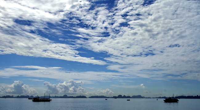 Cloudscape on Beautiful sea gulf Ha long bay, Vietnam