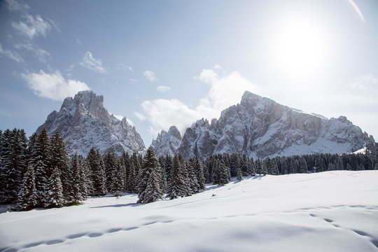 Winter landscape with breathtaking mountains