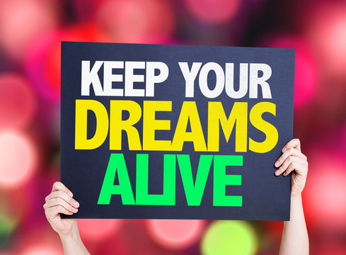 Keep Your Dreams Alive card with bokeh background