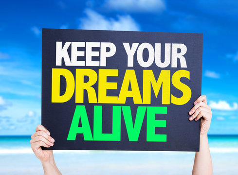 Keep Your Dreams Alive card with beach background