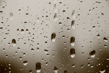 Rain drops on window , rainy day