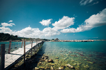 Fototapeta premium wooden bridge - sea, summer.