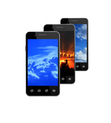smart-phones with picture of different sky