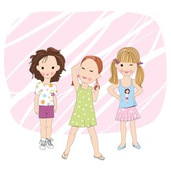Cute fashion girls. Vector illustration