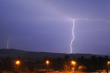Fototapeta na wymiar Lightning in the night sky