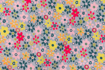 Multicolor flower design on fabric