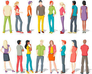 Fototapeta premium Large group of cartoon young people 