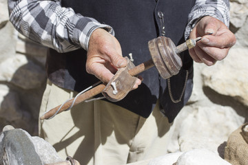 Ancient manual drill for stone