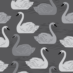 Swans. Seamless pattern. Template for design