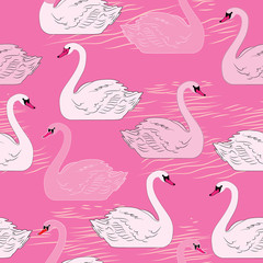 Swans. Seamless pattern. Template for design