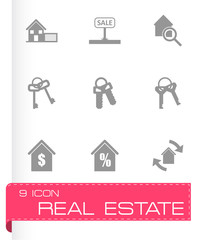 Vector black real estate icons set