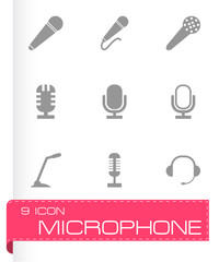 Obraz premium Vector black microphone icons set