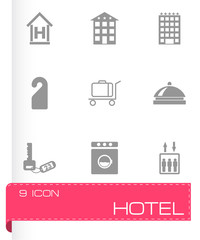 Vector black hotel icons set