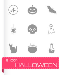 Vector black halloween icons set