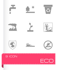 Vector black eco icons set