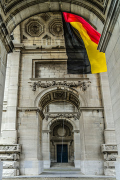 Triumphal arch (Arc de Triomphe) in Cinquantenaire park Brussels