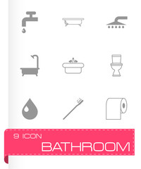 Vector black bathroom icon set