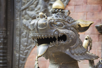 Lion's head in Bhaktapur Temple ,the Kathmandu Valley, Nepal