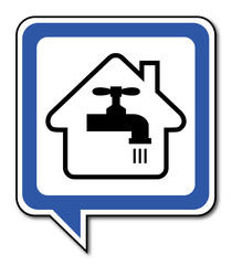Logo maison et consommation eau.