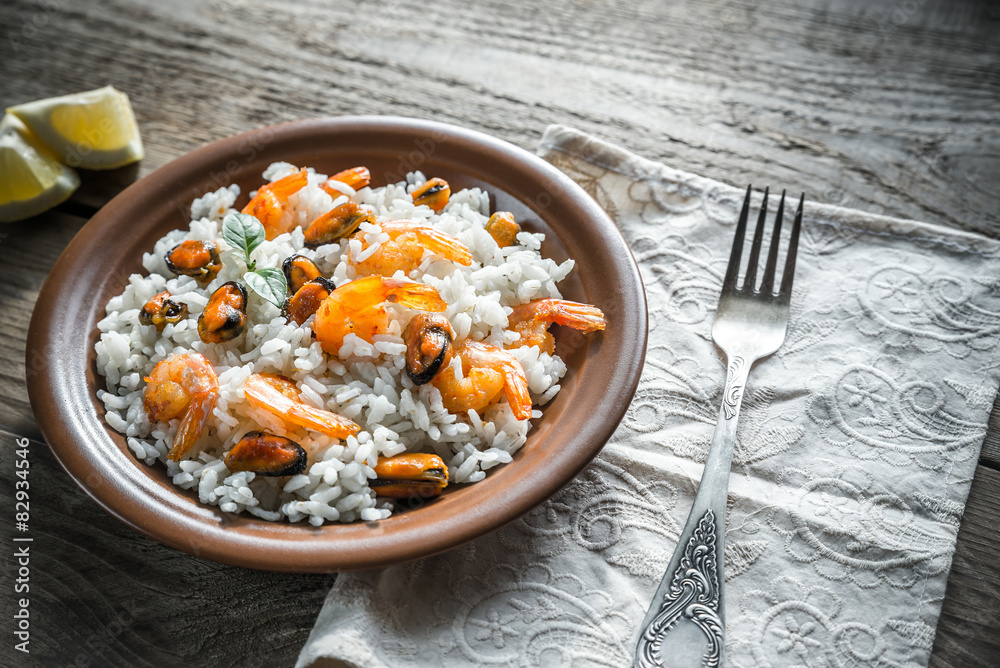 Canvas Prints carnaroli rice with seafood