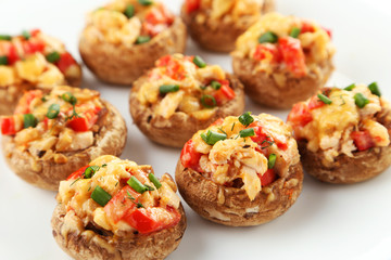 Stuffed mushrooms on plate
