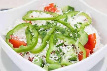 fresh summer vegetable salad with green pepper